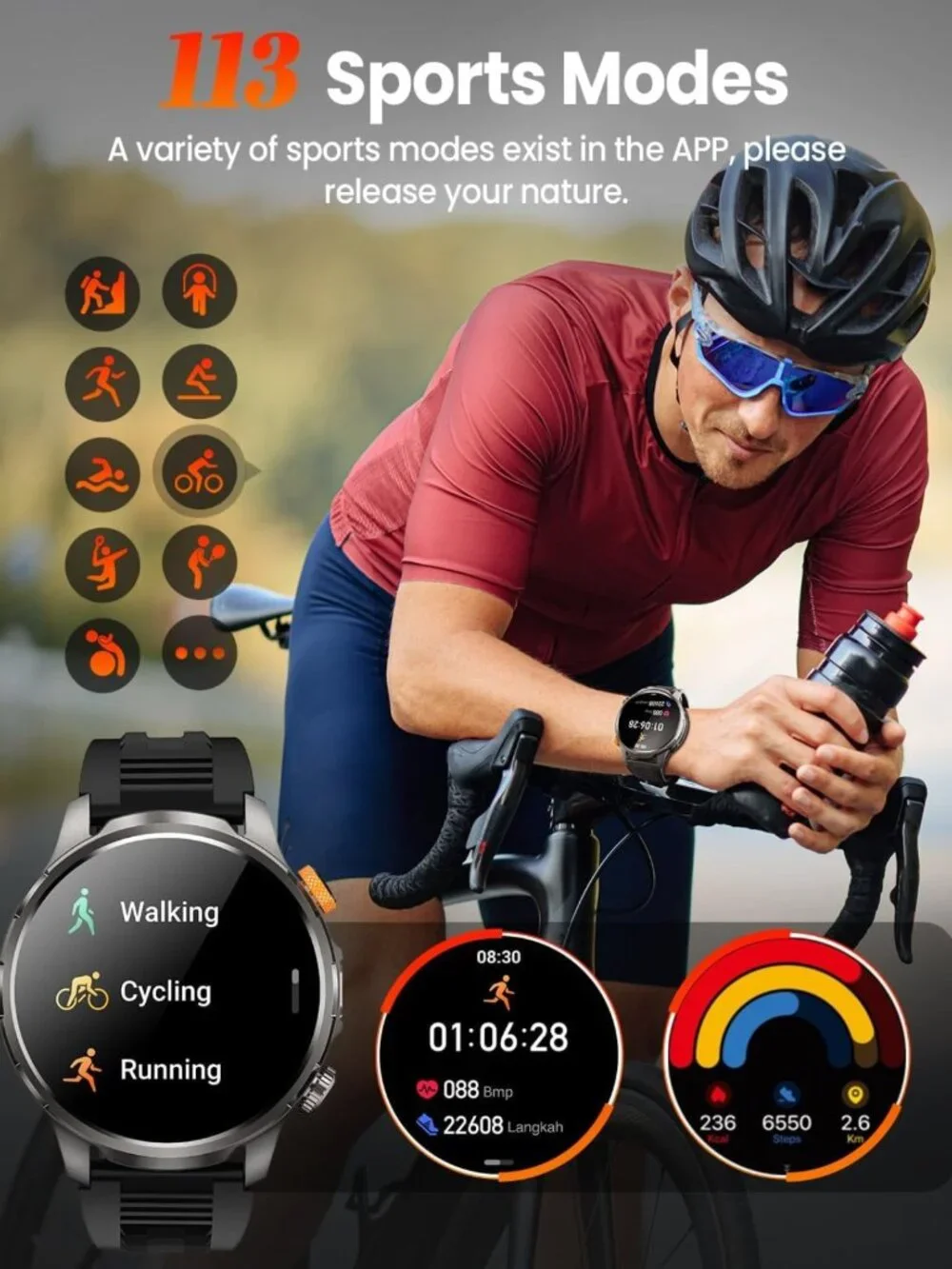 Military Smart Watch for Men, 1.91'' Fitness Tracker, 100+ Sport Modes